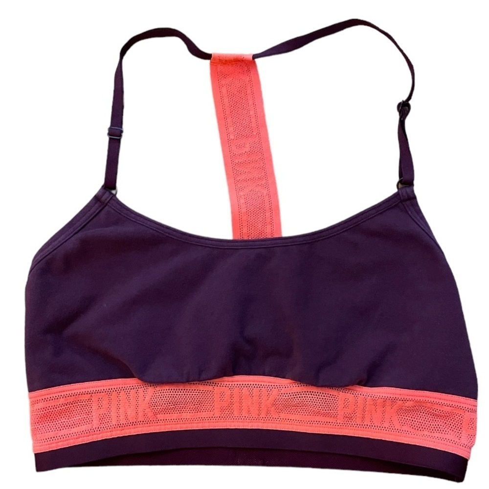 EUC Victoria Secret Pink maroon and coral sports bra size small
